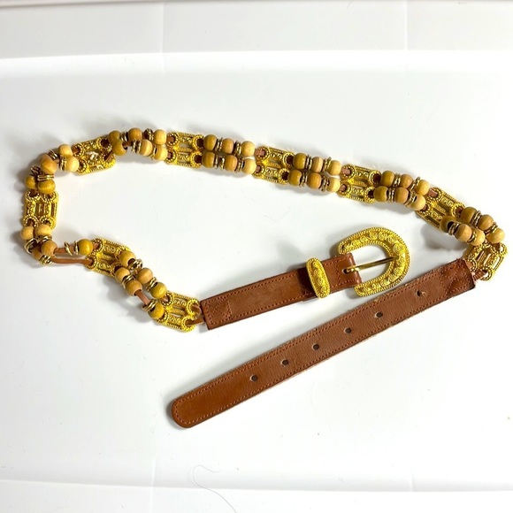 Express Genuine leather beaded boho belt - Picture 1 of 11